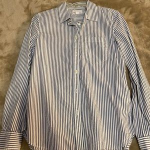 Light blue and white striped button down